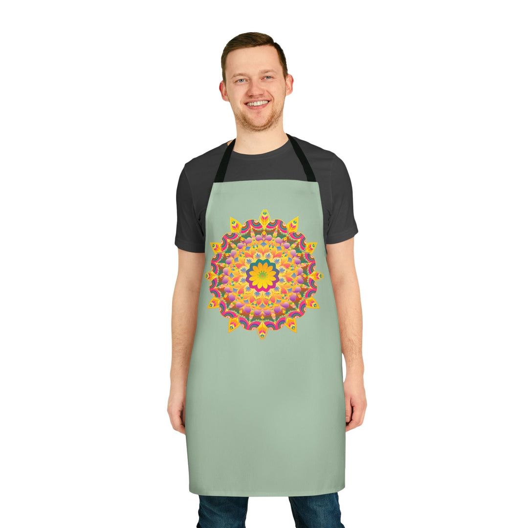 Mandala Art Apron - Sage Green All Over Prints - Blululi