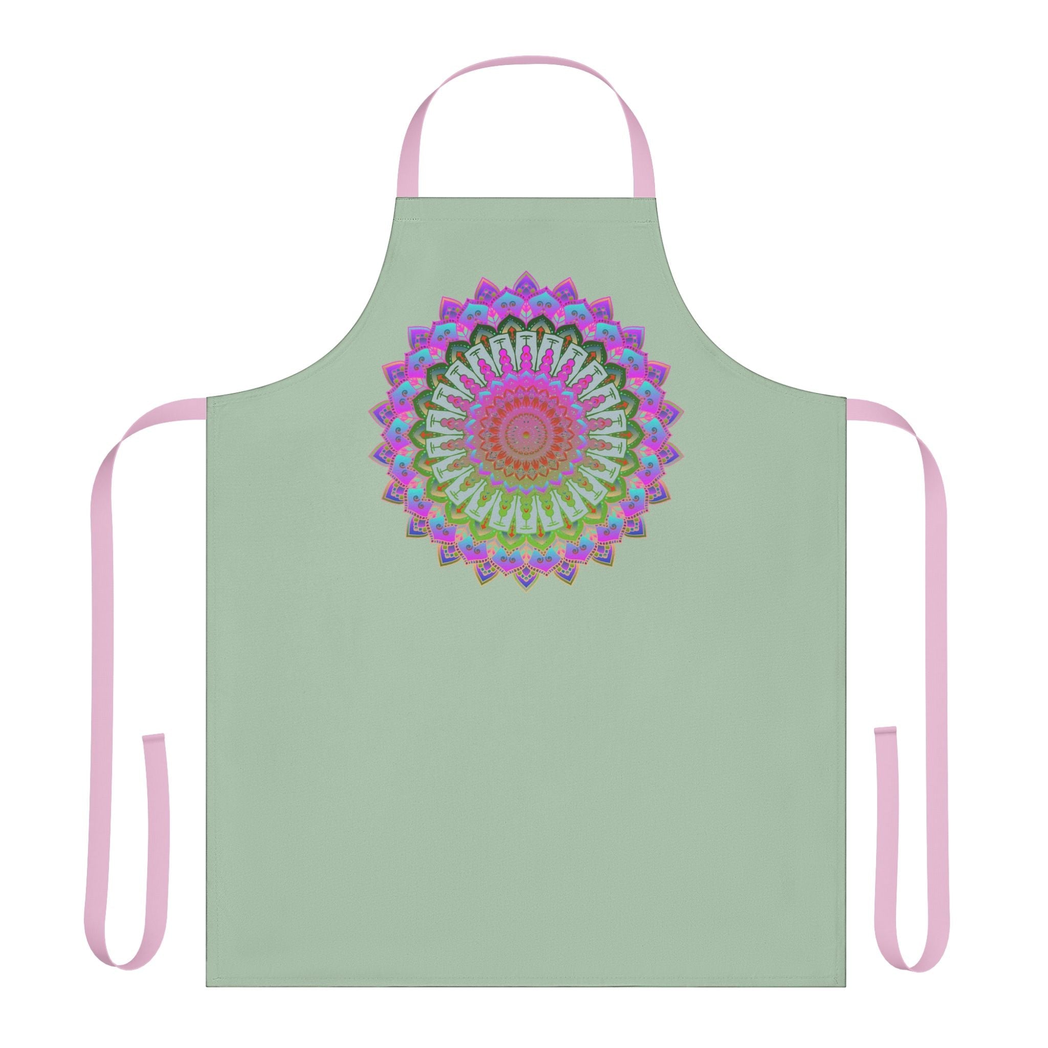 Mandala Art Apron - Sage Green All Over Prints - Blululi