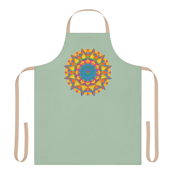 Mandala Art Apron - Sage Green All Over Prints - Blululi