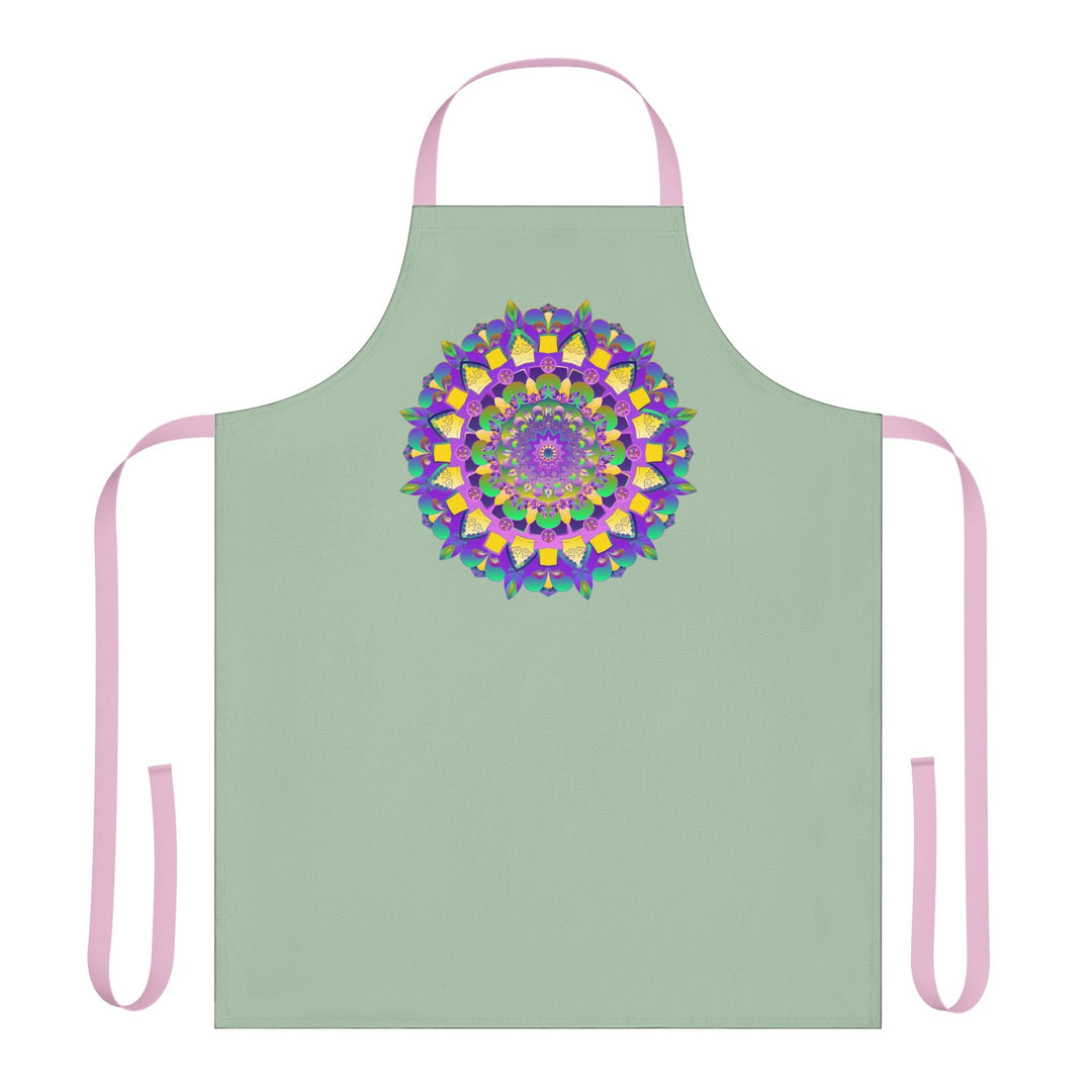 Mandala Art Apron - Sage Green All Over Prints - Blululi