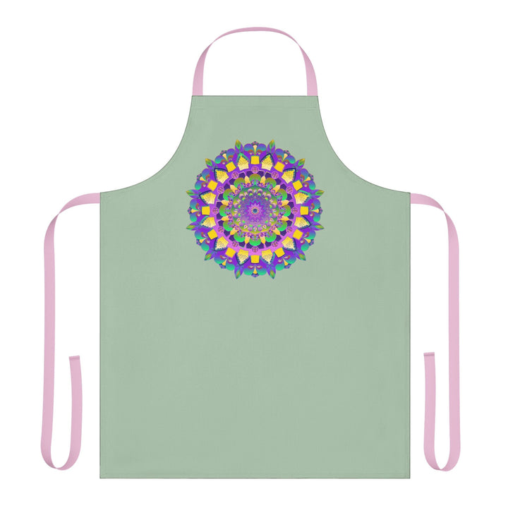 Mandala Art Apron - Sage Green All Over Prints - Blululi