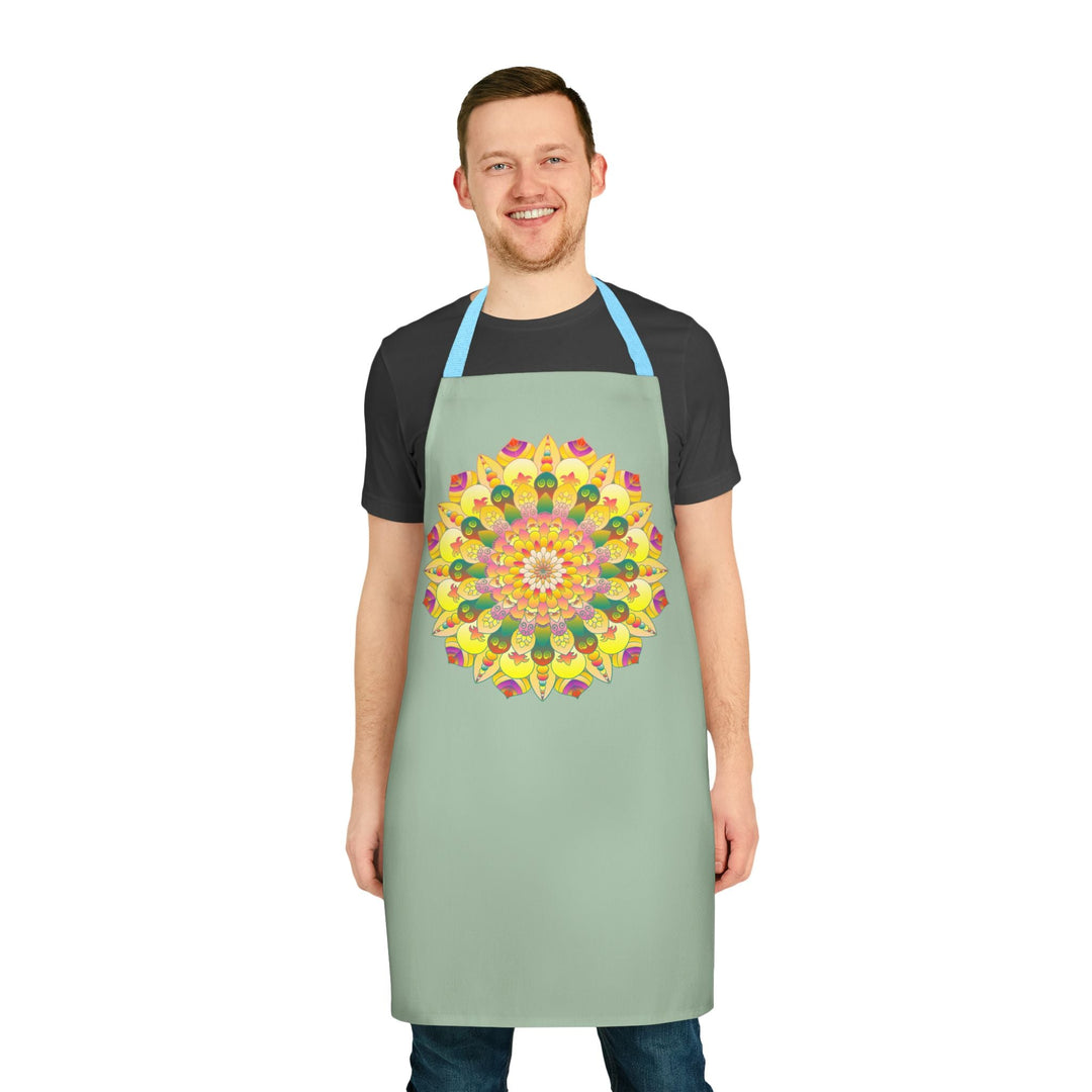 Mandala Art Apron - Sage Green All Over Prints - Blululi