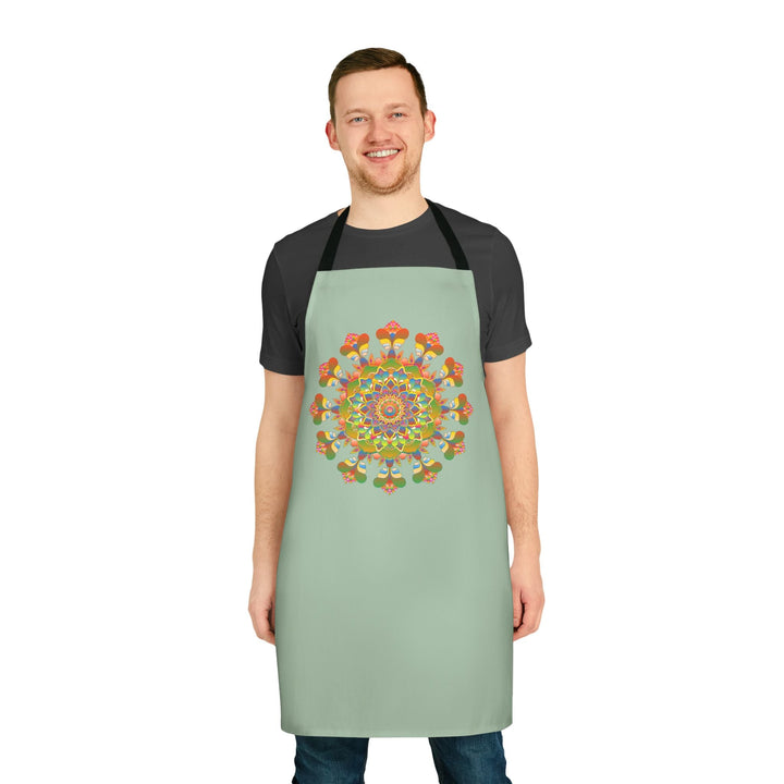 Mandala Art Apron - Sage Green All Over Prints - Blululi