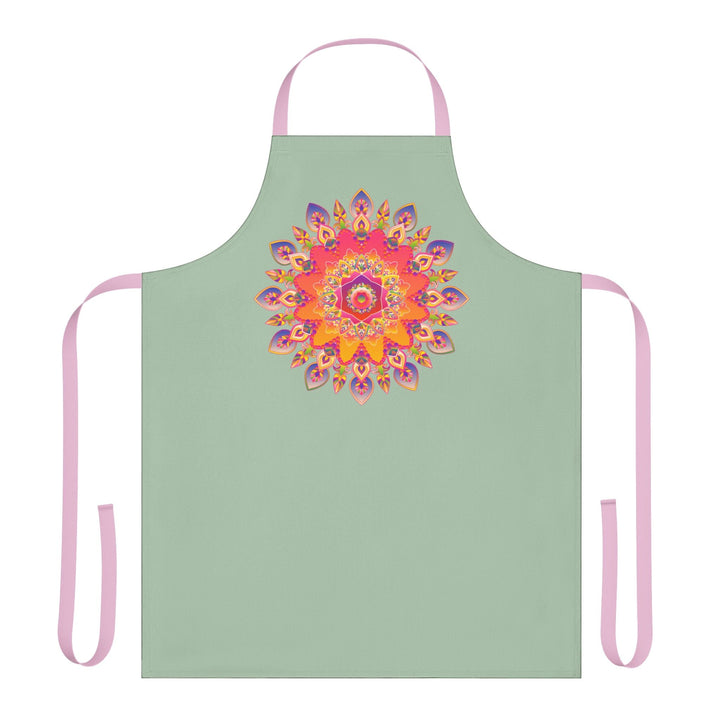 Mandala Art Apron - Sage Green All Over Prints - Blululi