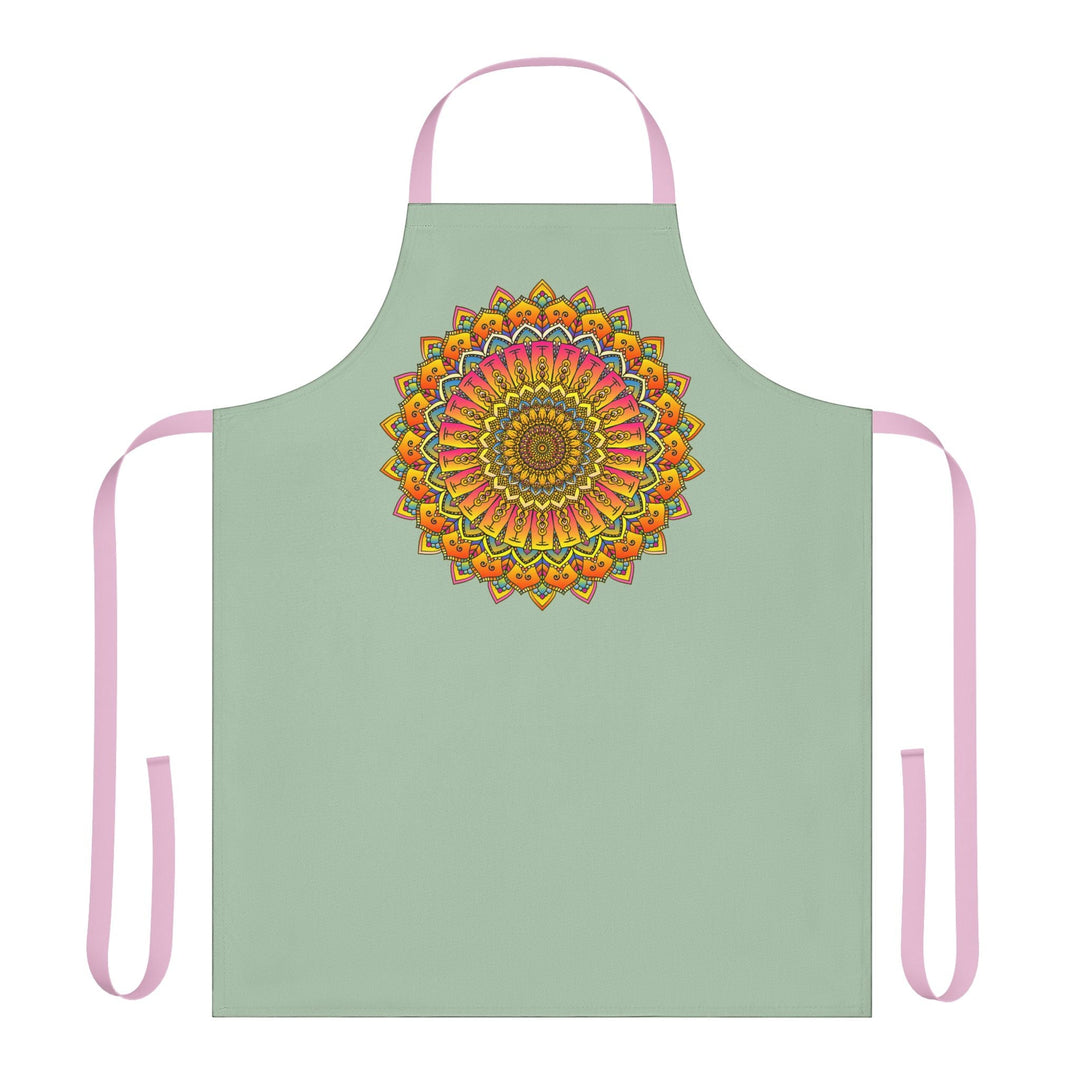 Mandala Art Apron - Sage Green All Over Prints - Blululi