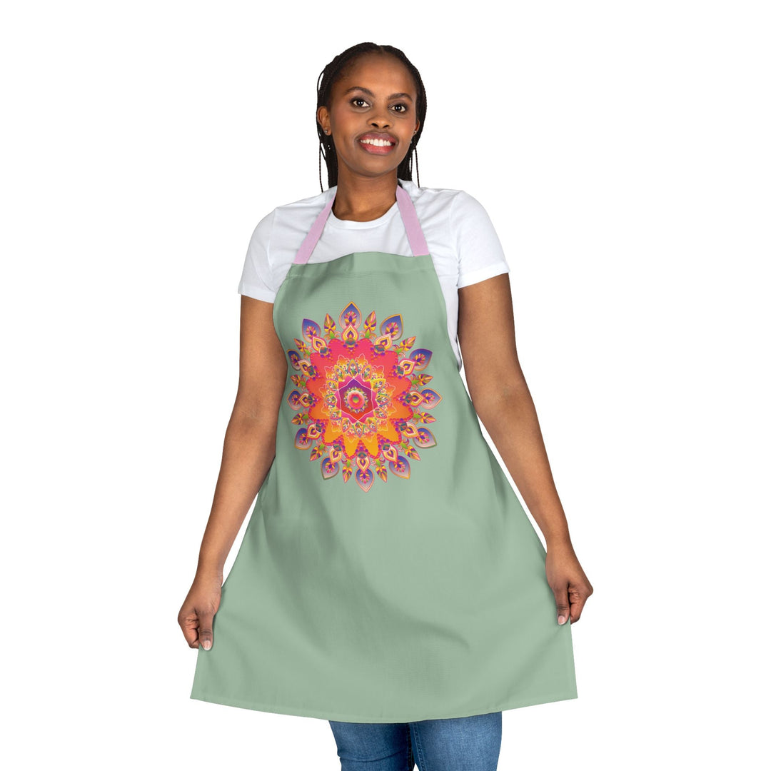 Mandala Art Apron - Sage Green All Over Prints - Blululi