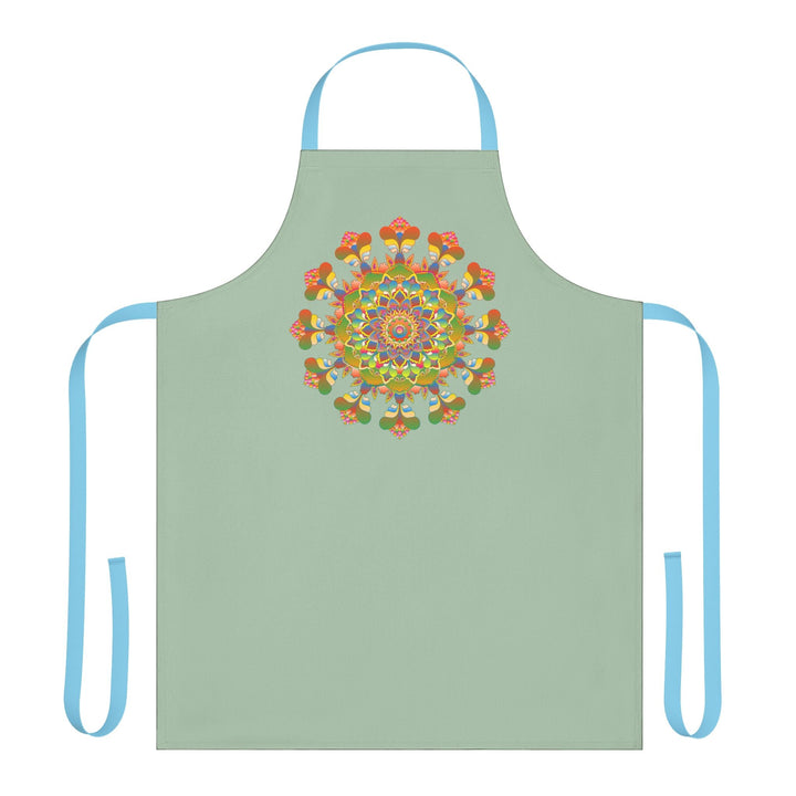 Mandala Art Apron - Sage Green All Over Prints - Blululi