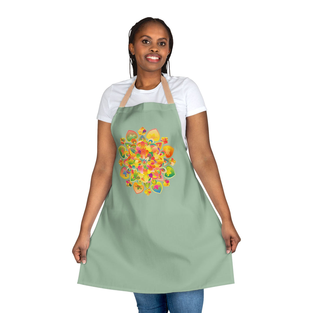 Mandala Art Apron - Sage Green All Over Prints - Blululi