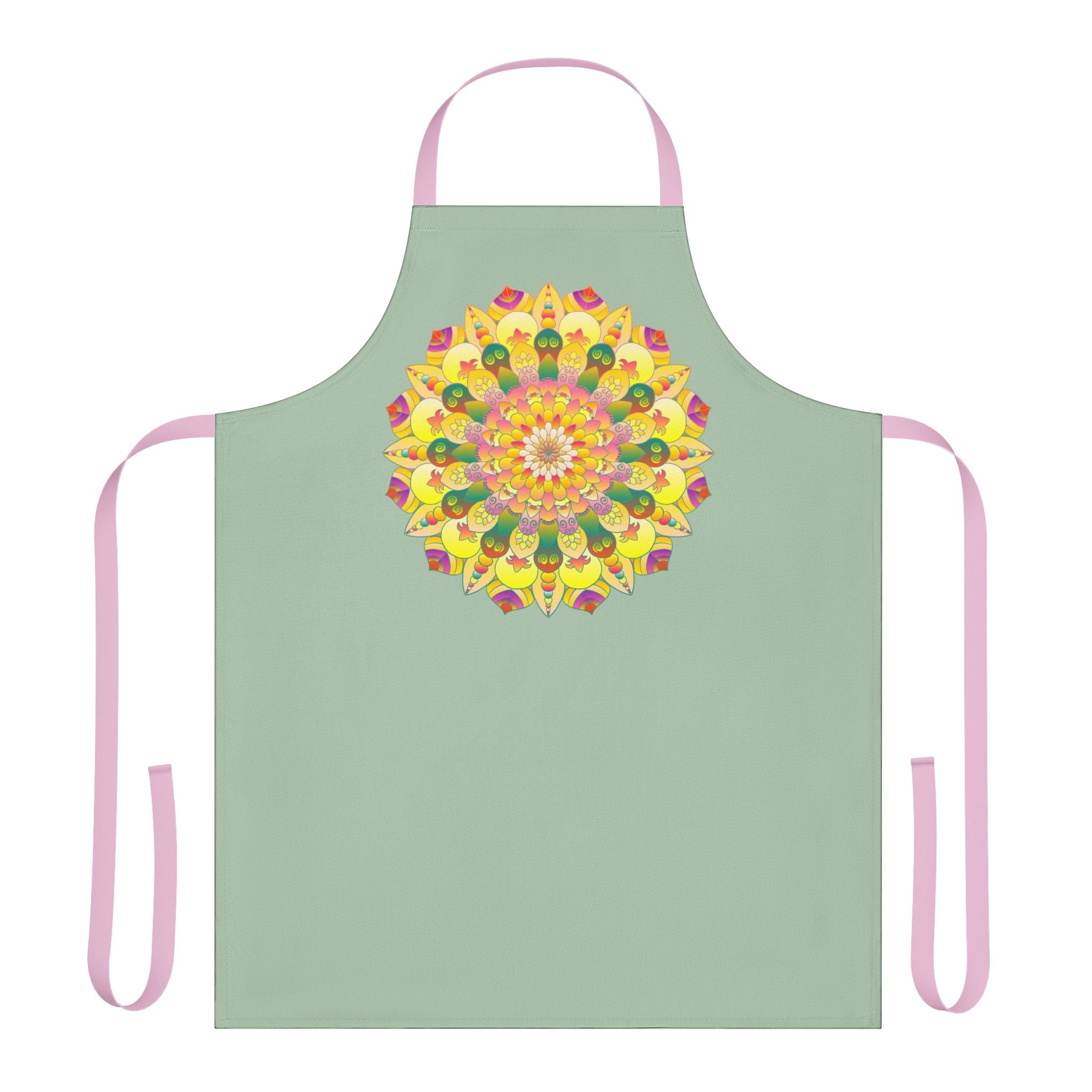 Mandala Art Apron - Sage Green All Over Prints - Blululi