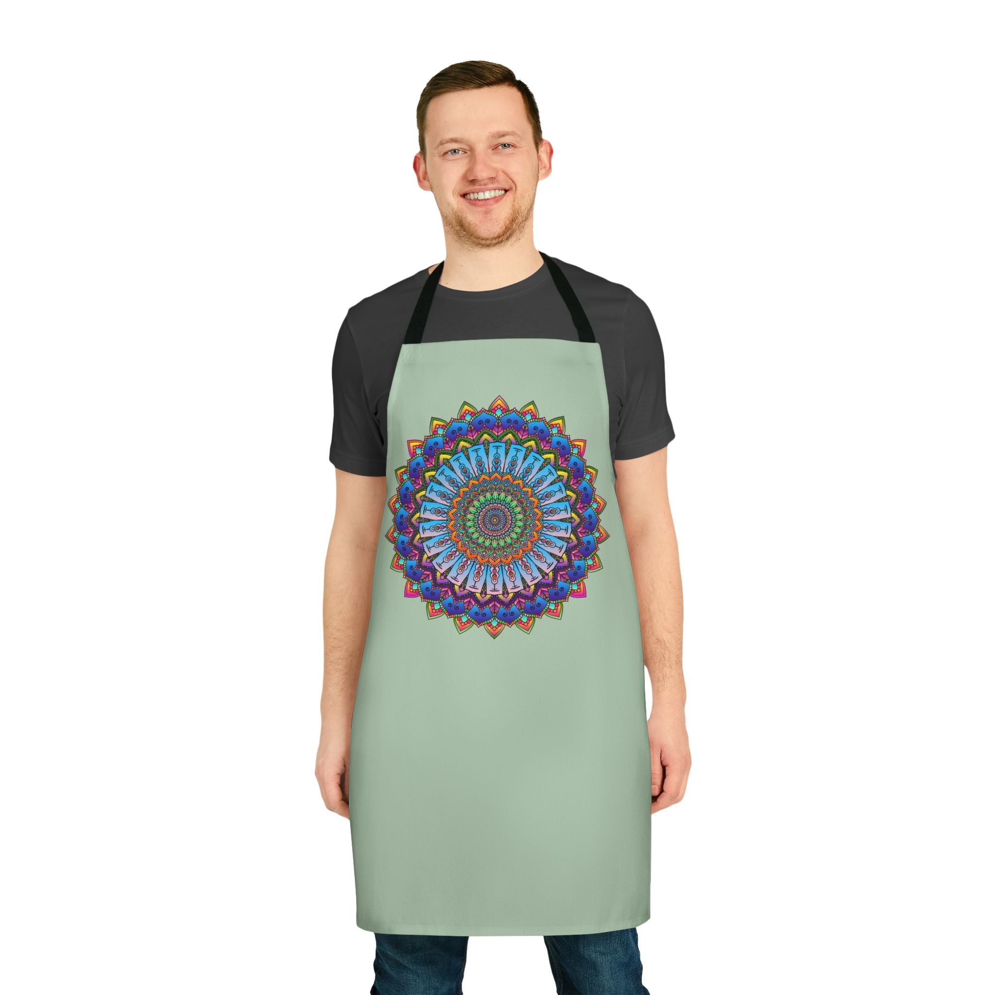 Mandala Art Apron - Sage Green All Over Prints - Blululi