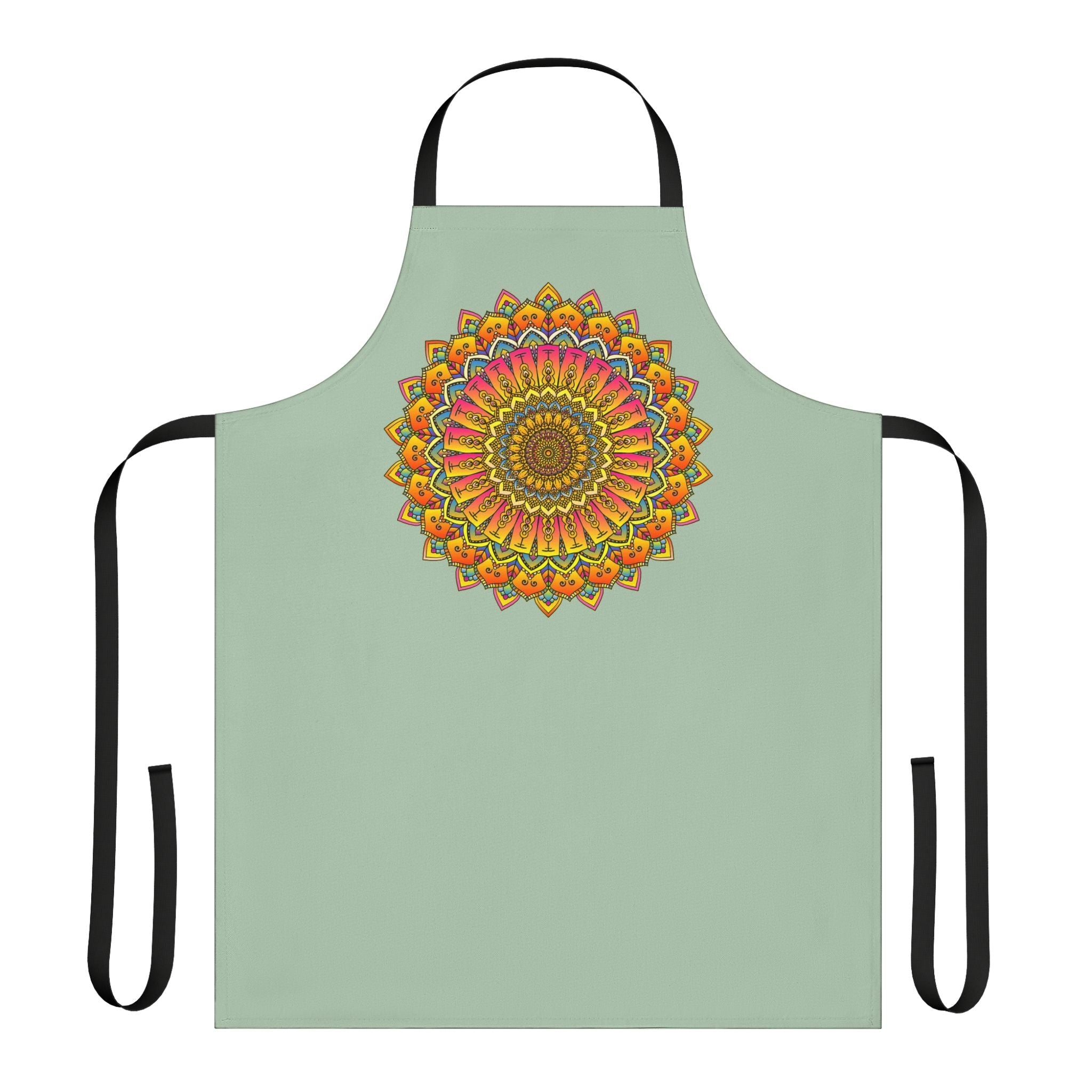 Mandala Art Apron - Sage Green All Over Prints - Blululi