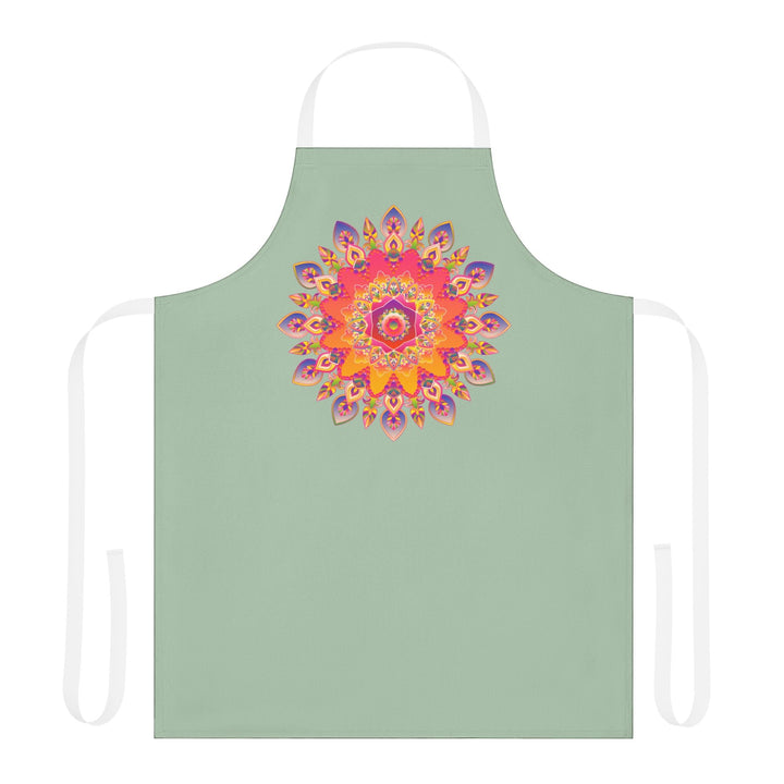 Mandala Art Apron - Sage Green All Over Prints - Blululi