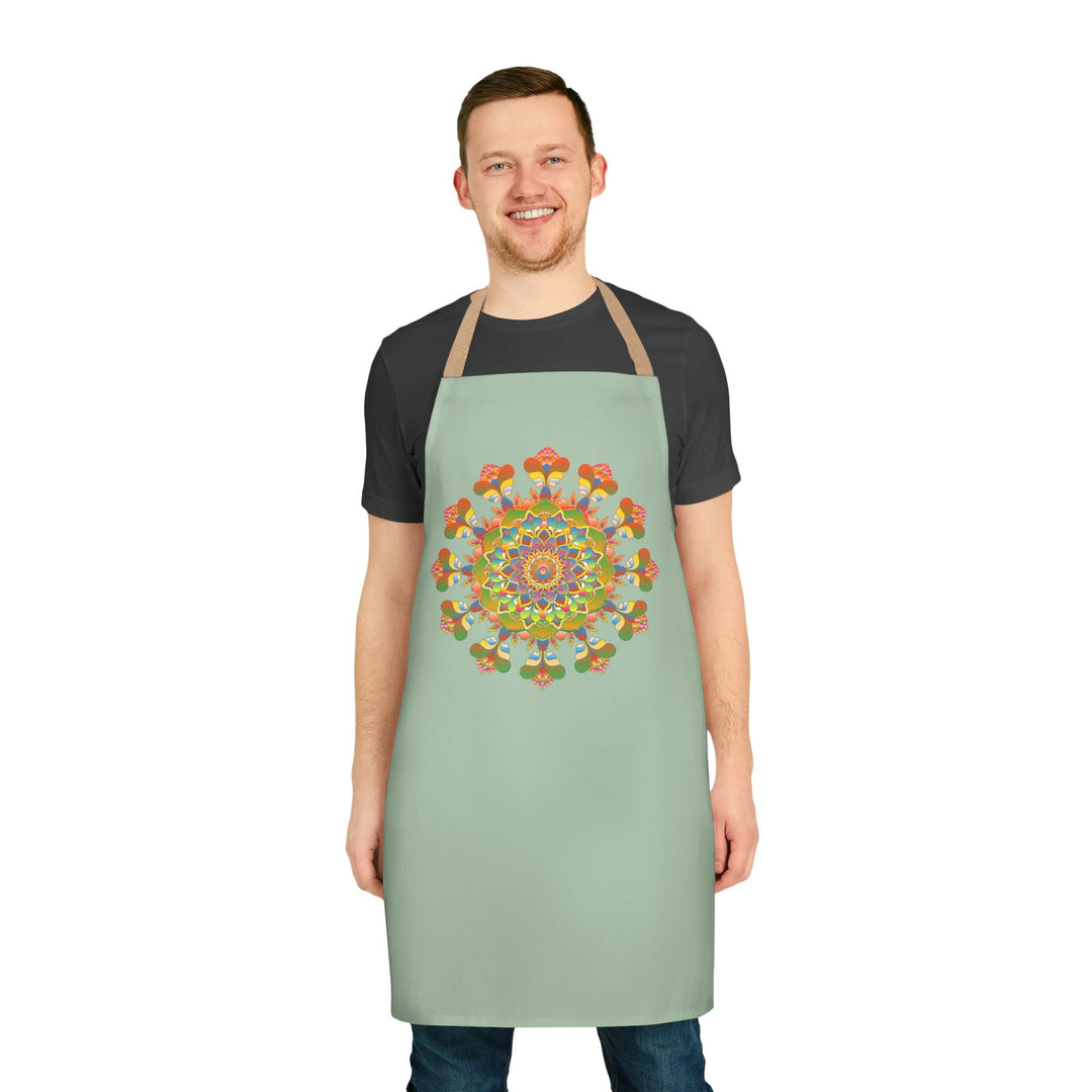 Mandala Art Apron - Sage Green All Over Prints - Blululi