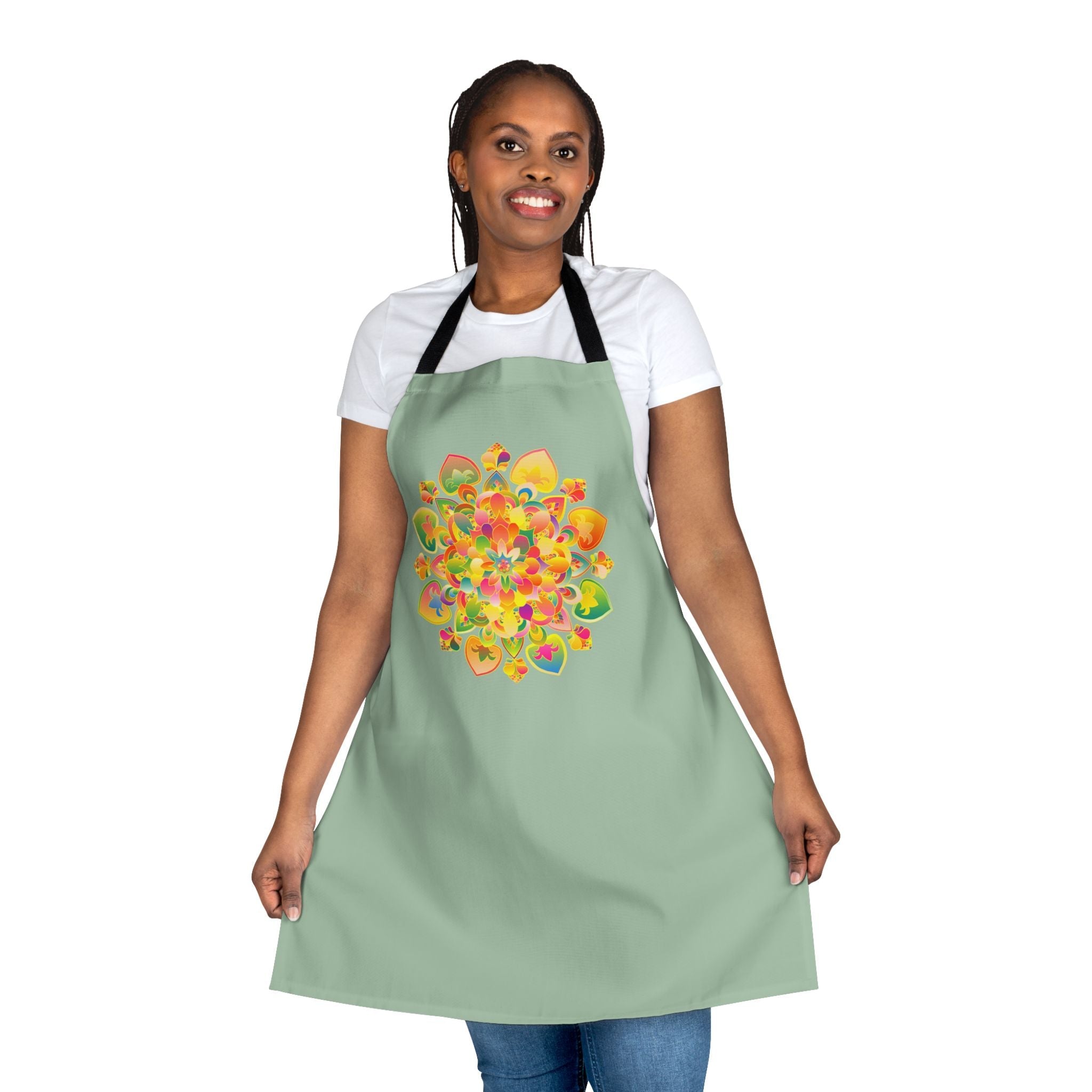 Mandala Art Apron - Sage Green All Over Prints - Blululi