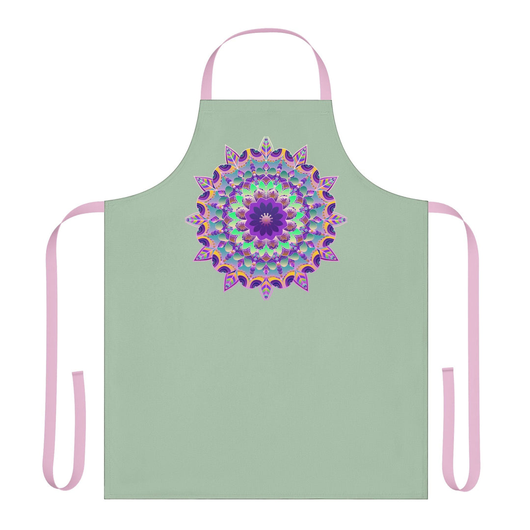 Mandala Art Apron - Sage Green All Over Prints - Blululi