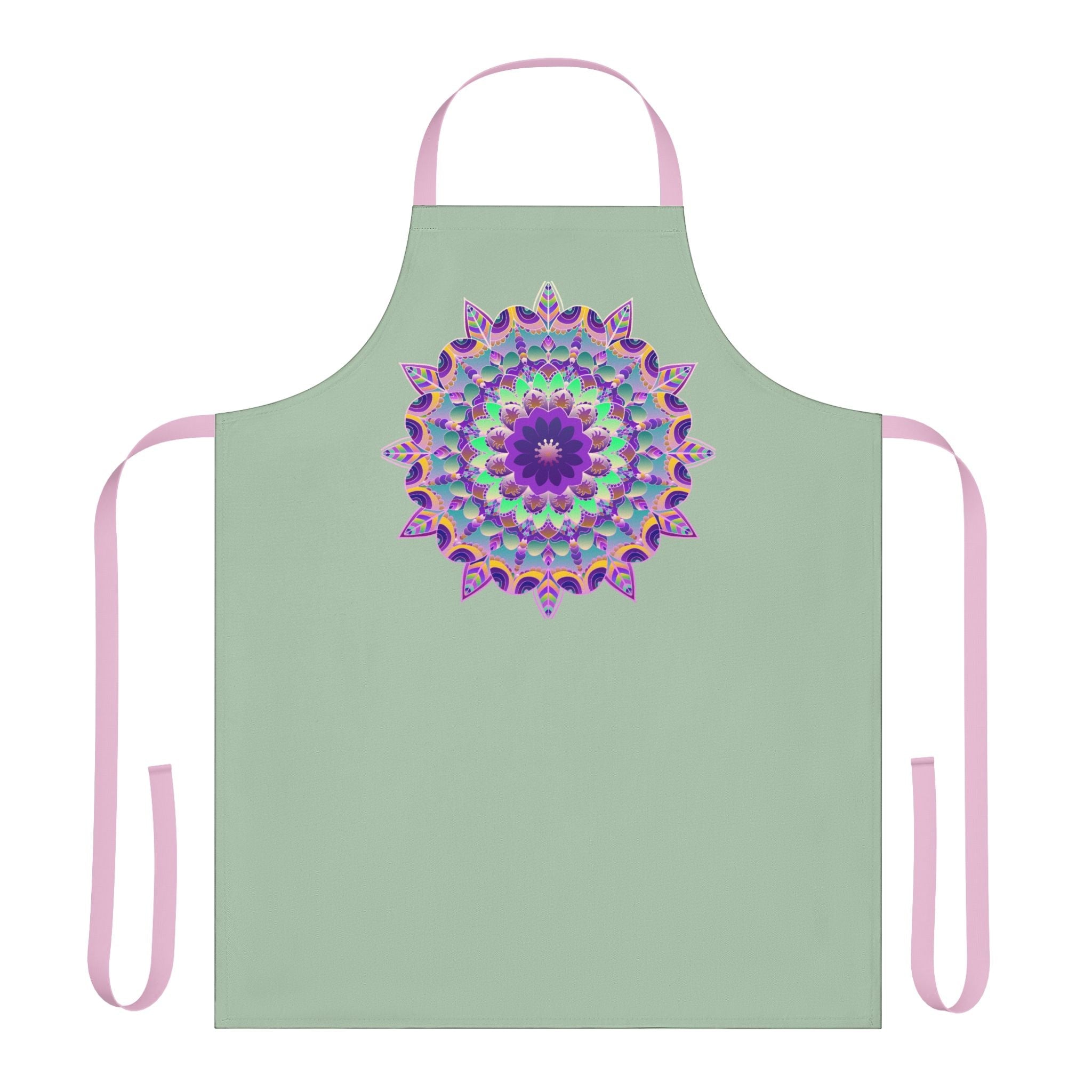 Mandala Art Apron - Sage Green All Over Prints - Blululi