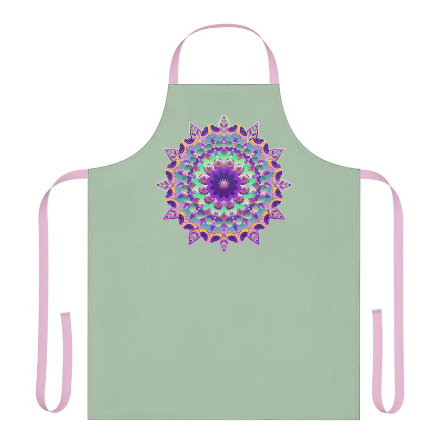 Mandala Art Apron - Sage Green All Over Prints - Blululi