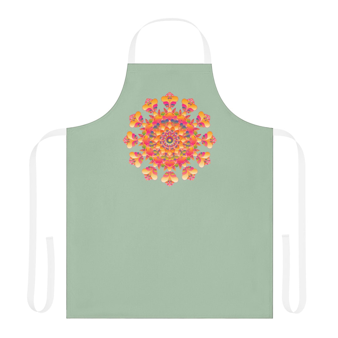 Mandala Art Apron - Sage Green All Over Prints - Blululi