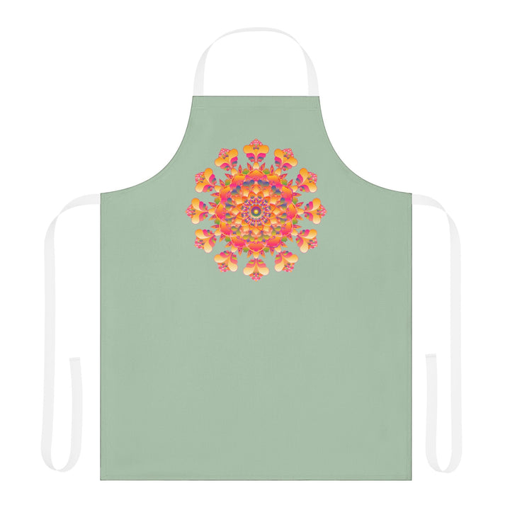 Mandala Art Apron - Sage Green All Over Prints - Blululi