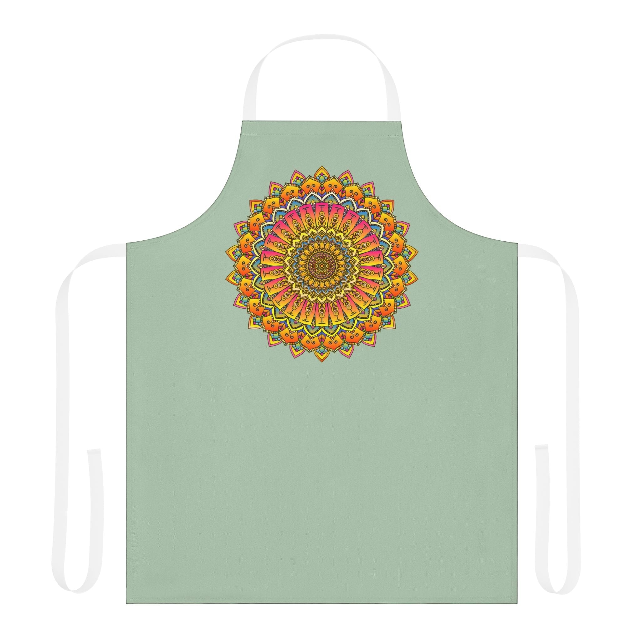 Mandala Art Apron - Sage Green All Over Prints - Blululi
