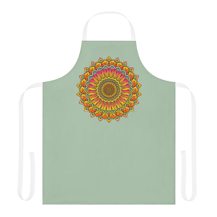 Mandala Art Apron - Sage Green All Over Prints - Blululi