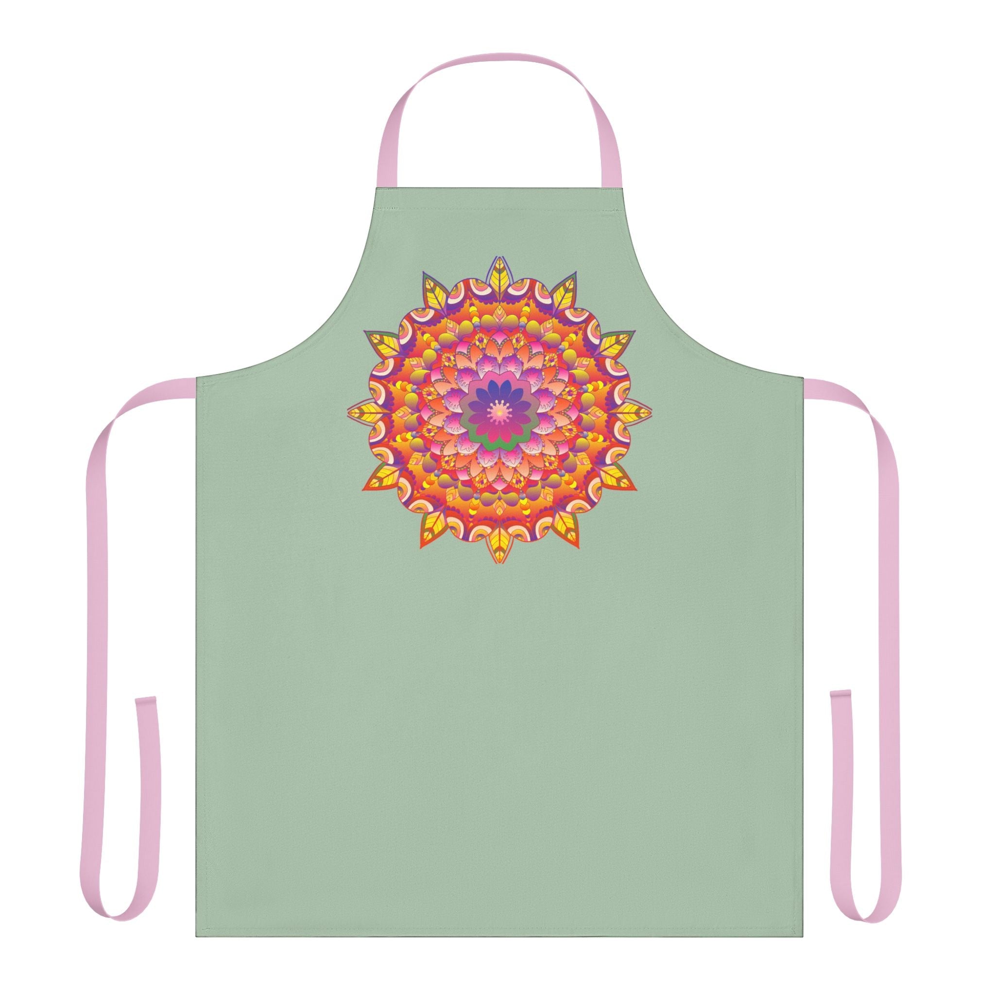 Mandala Art Apron - Sage Green All Over Prints - Blululi