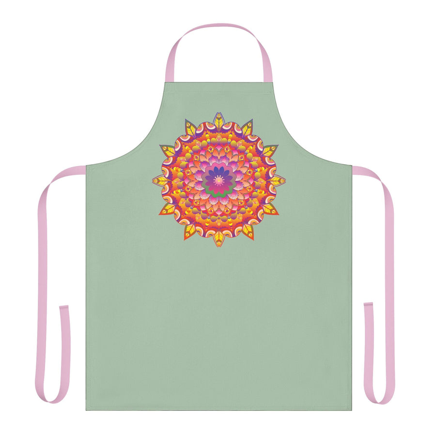 Mandala Art Apron - Sage Green All Over Prints - Blululi