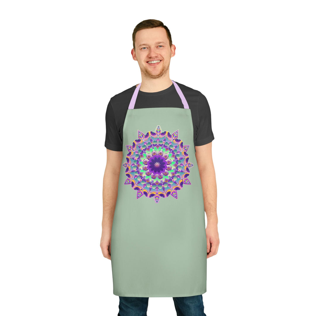 Mandala Art Apron - Sage Green All Over Prints - Blululi