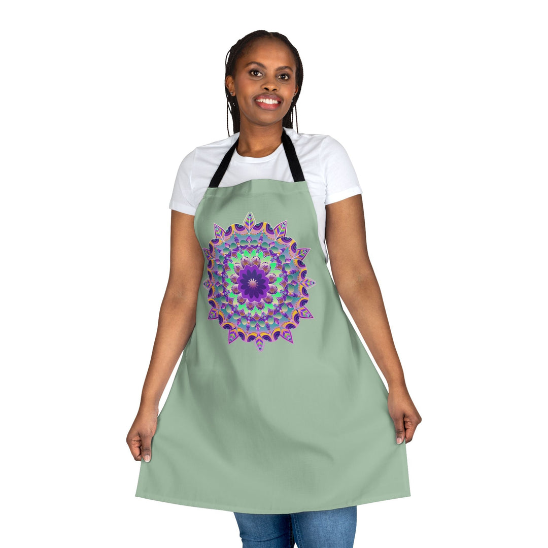 Mandala Art Apron - Sage Green All Over Prints - Blululi