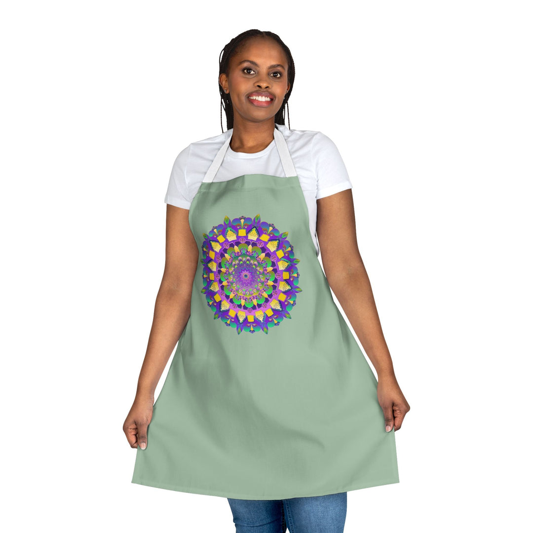 Mandala Art Apron - Sage Green All Over Prints - Blululi