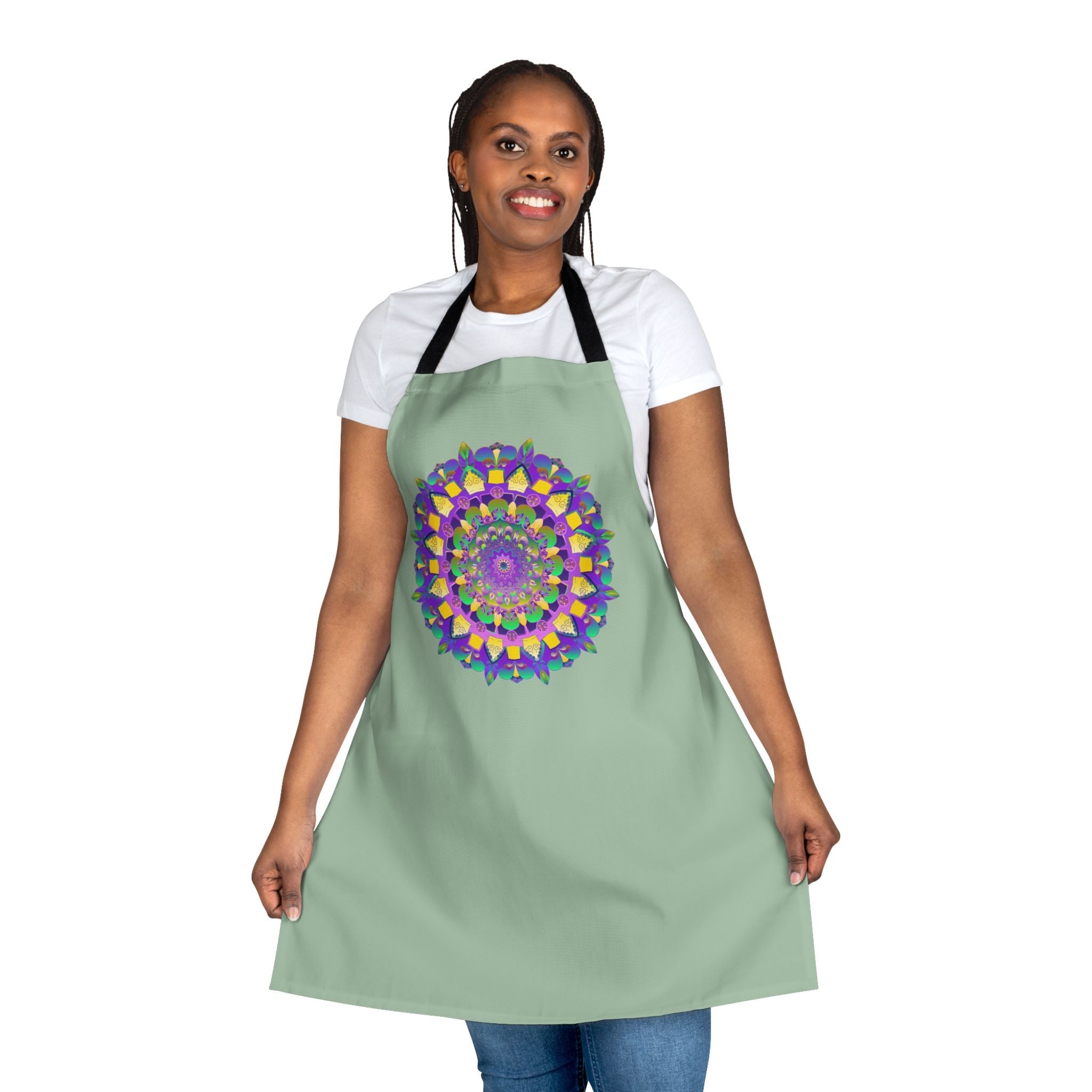 Mandala Art Apron - Sage Green All Over Prints - Blululi