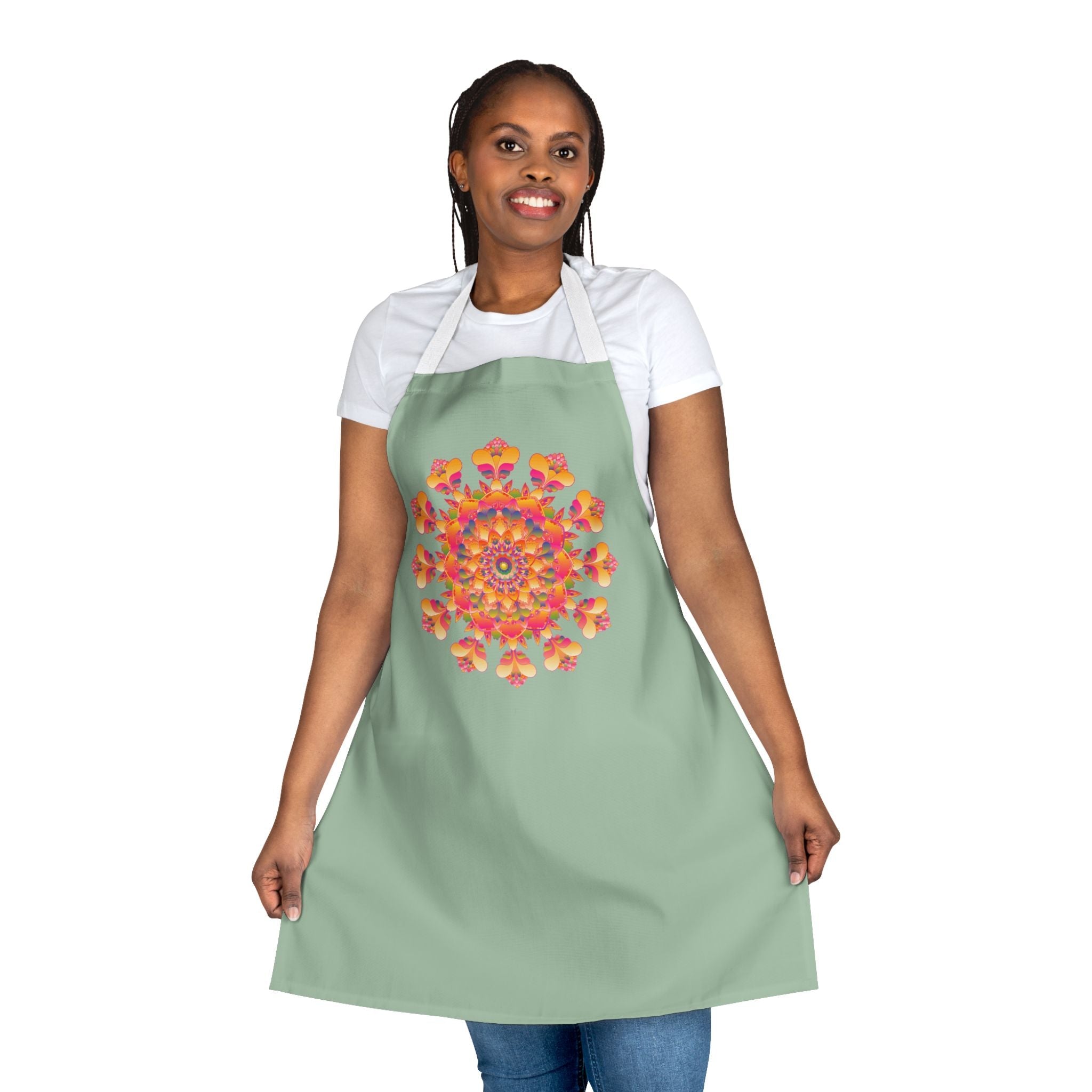 Mandala Art Apron - Sage Green All Over Prints - Blululi