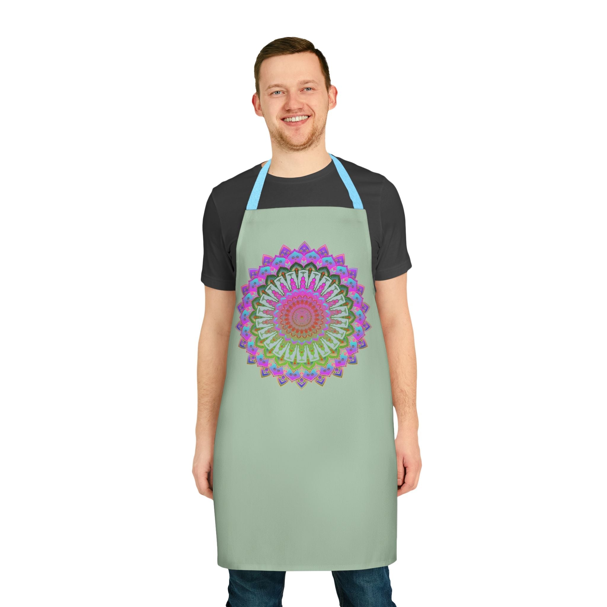 Mandala Art Apron - Sage Green All Over Prints - Blululi