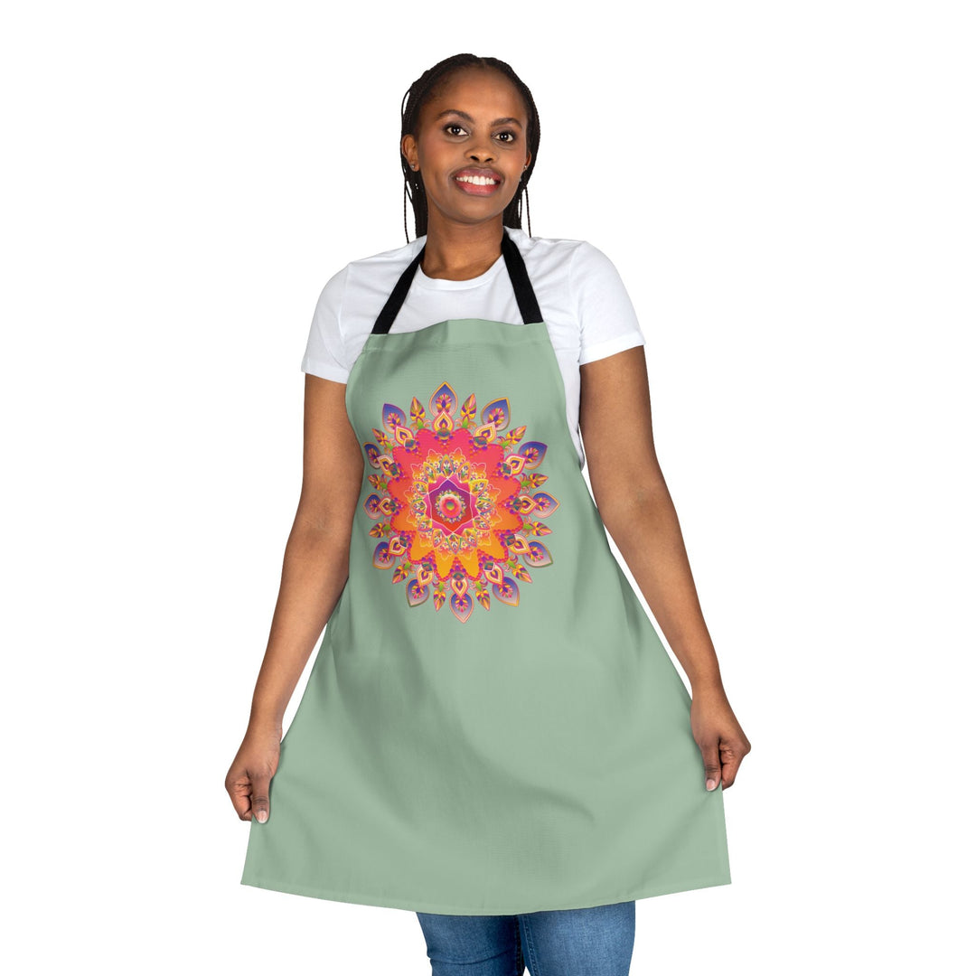 Mandala Art Apron - Sage Green All Over Prints - Blululi