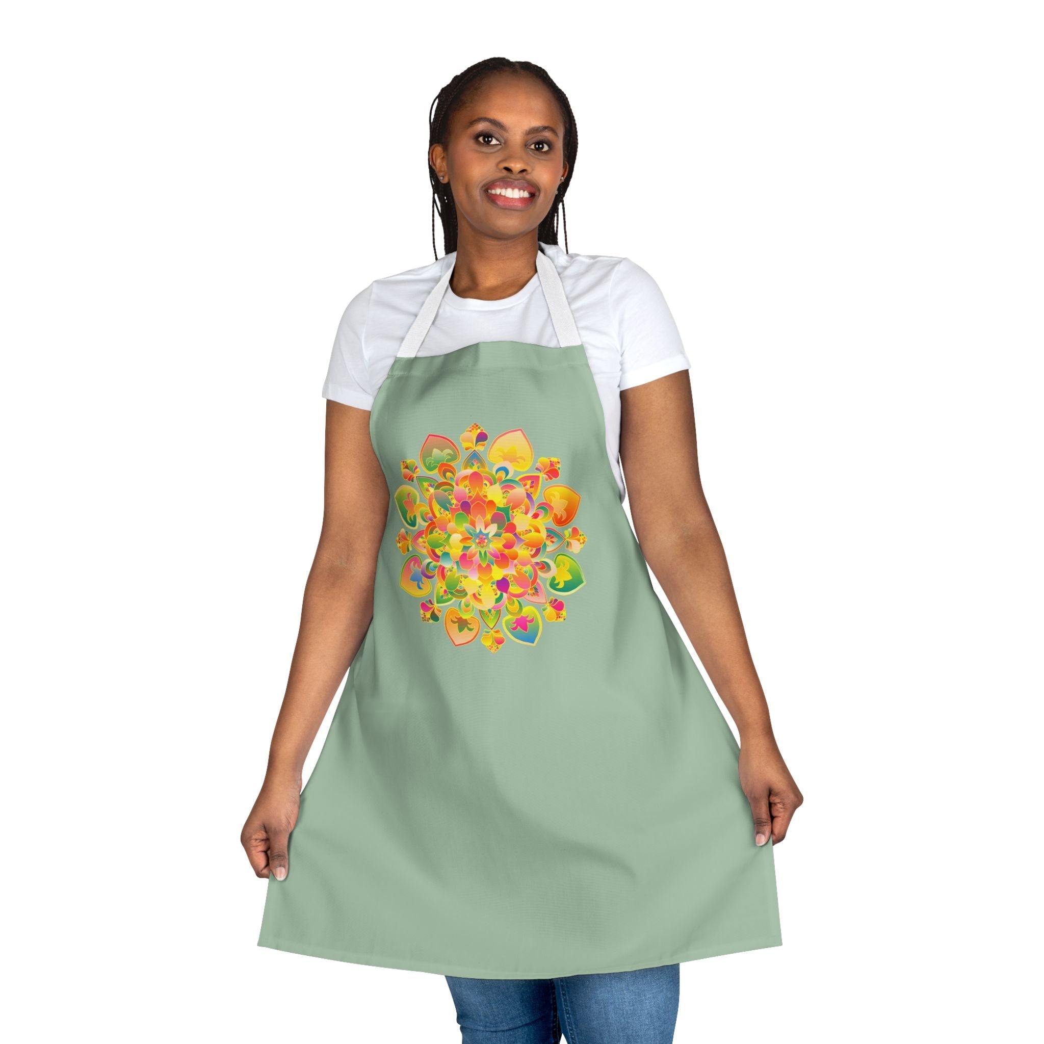 Mandala Art Apron - Sage Green All Over Prints - Blululi