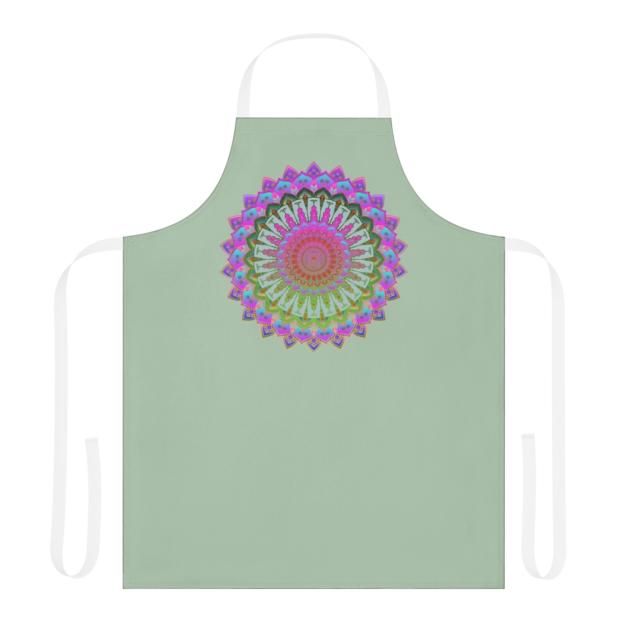 Mandala Art Apron - Sage Green All Over Prints - Blululi