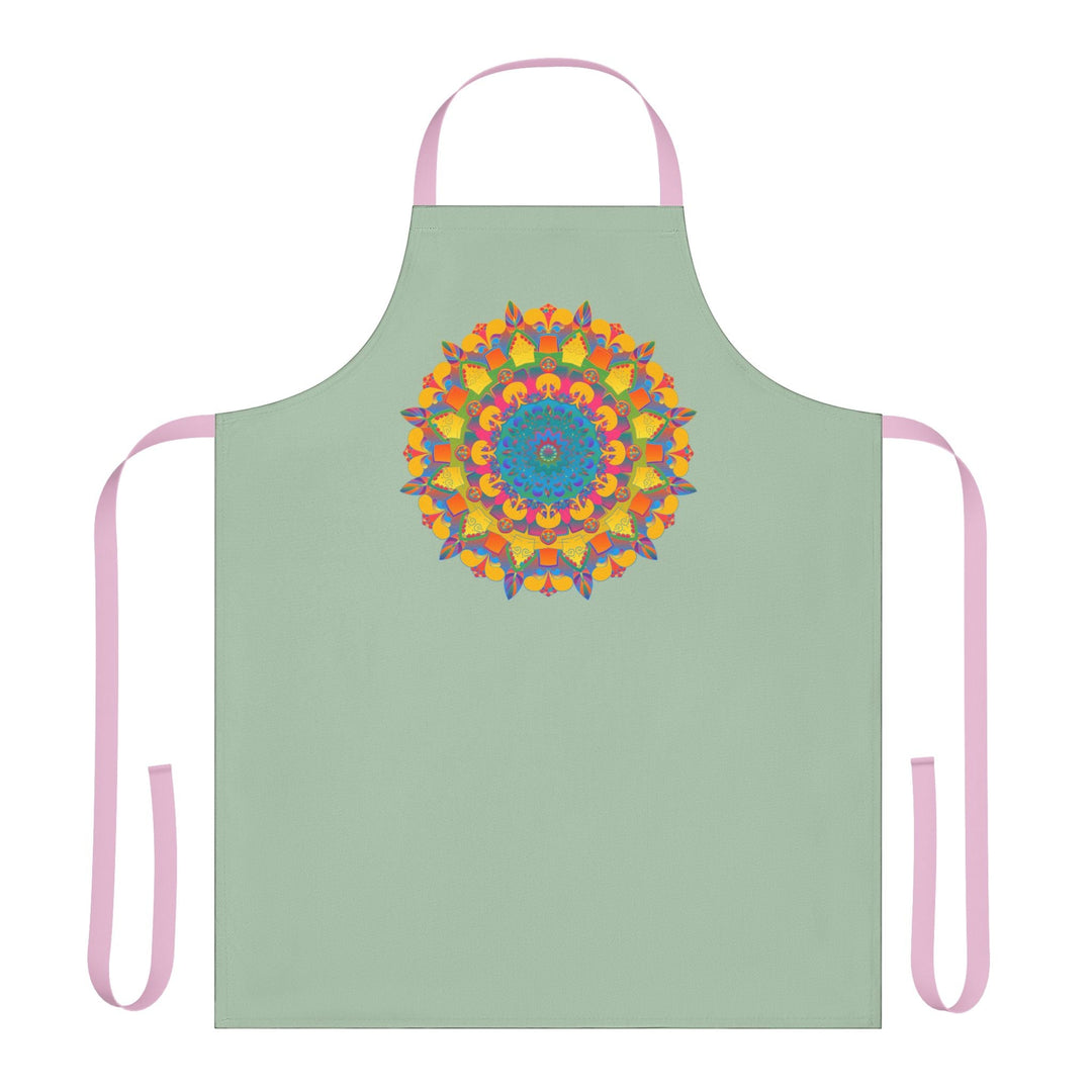 Mandala Art Apron - Sage Green All Over Prints - Blululi