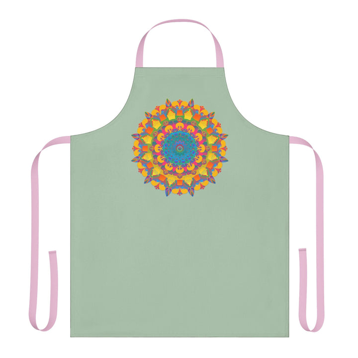 Mandala Art Apron - Sage Green All Over Prints - Blululi