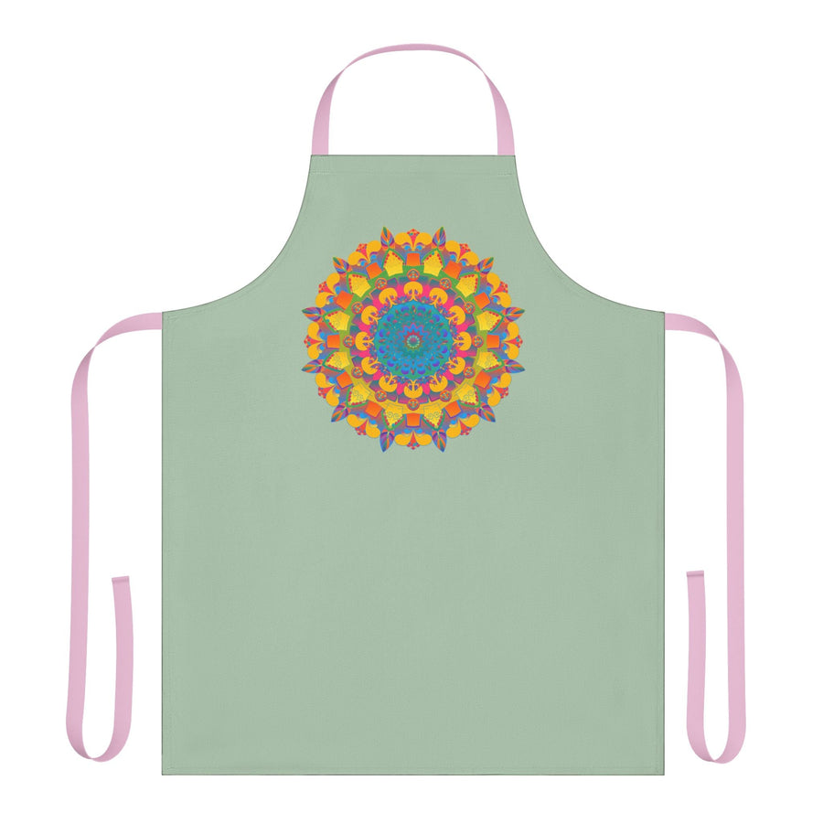 Mandala Art Apron - Sage Green All Over Prints - Blululi