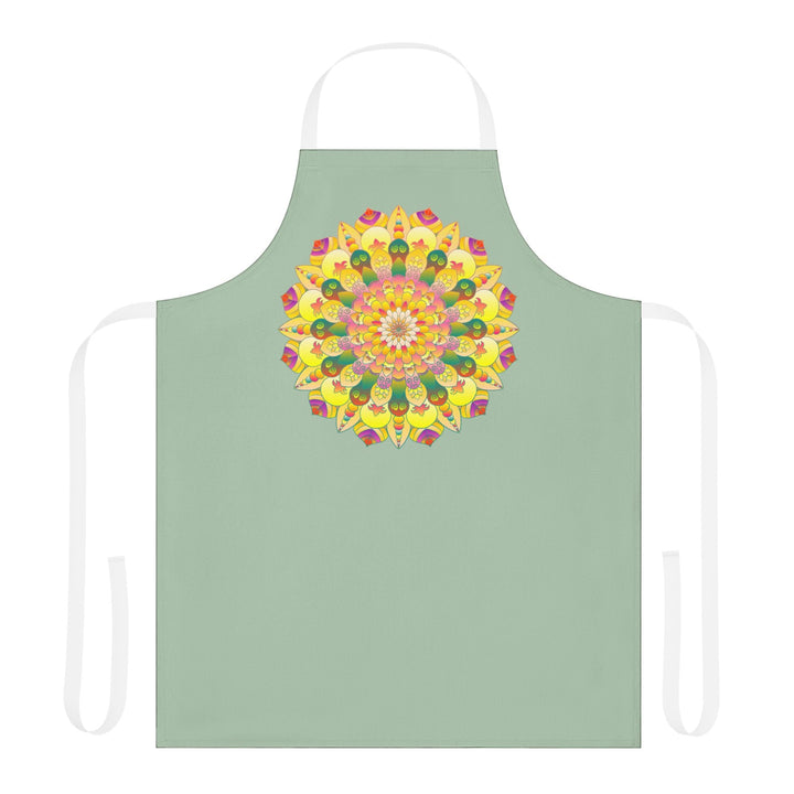 Mandala Art Apron - Sage Green All Over Prints - Blululi