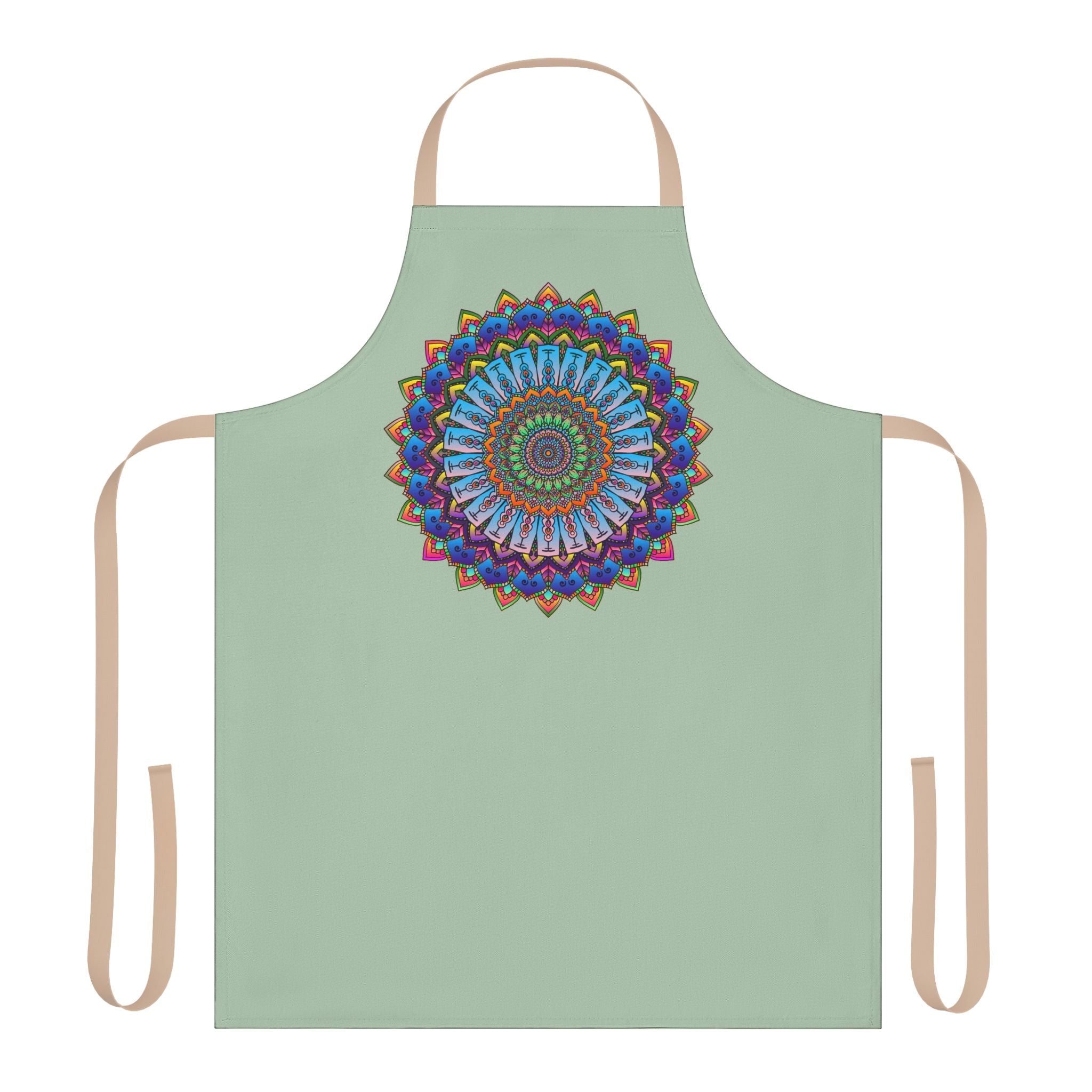 Mandala Art Apron - Sage Green All Over Prints - Blululi