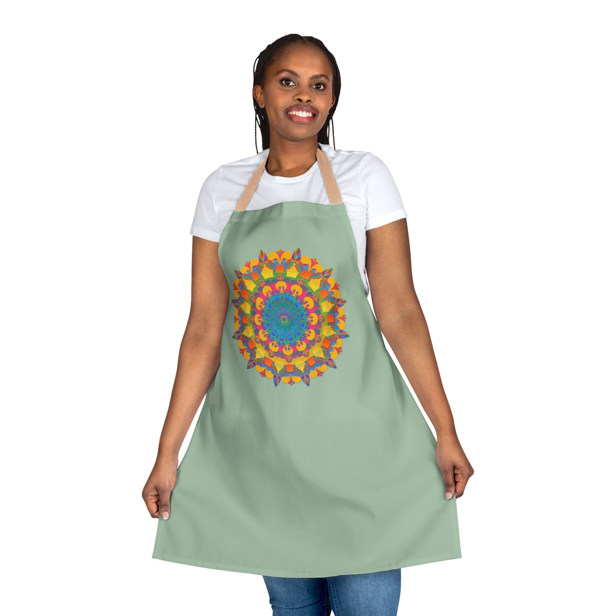 Mandala Art Apron - Sage Green All Over Prints - Blululi