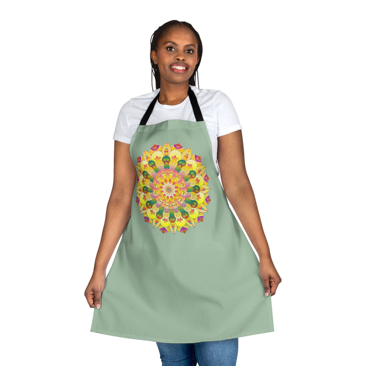 Mandala Art Apron - Sage Green All Over Prints - Blululi