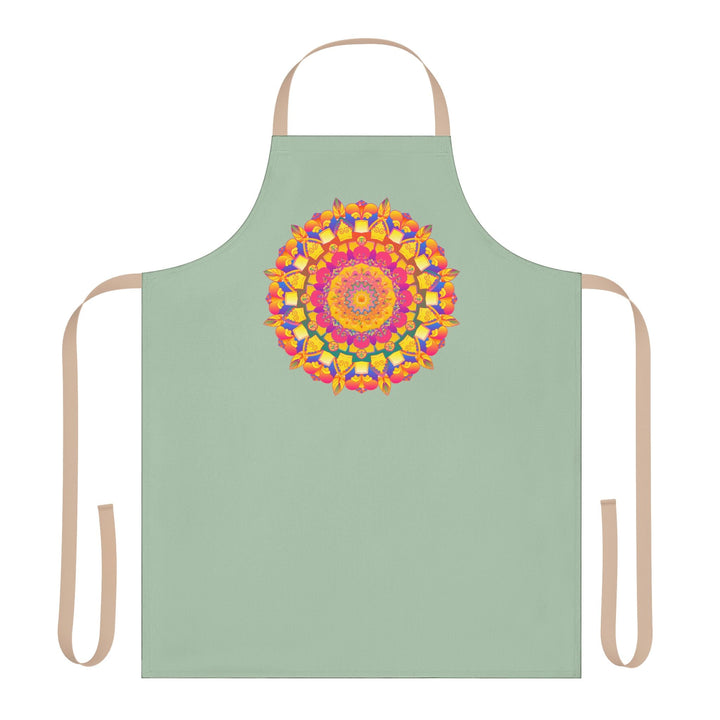 Mandala Art Apron - Sage Green - Hand Drawn All Over Prints - Blululi