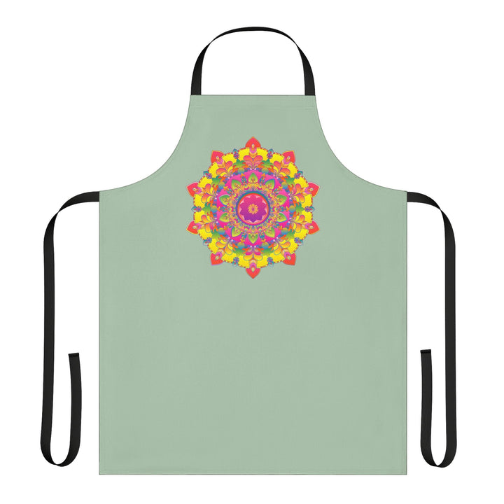 Mandala Art Apron - Sage Green, Hand - Drawn All Over Prints - Blululi