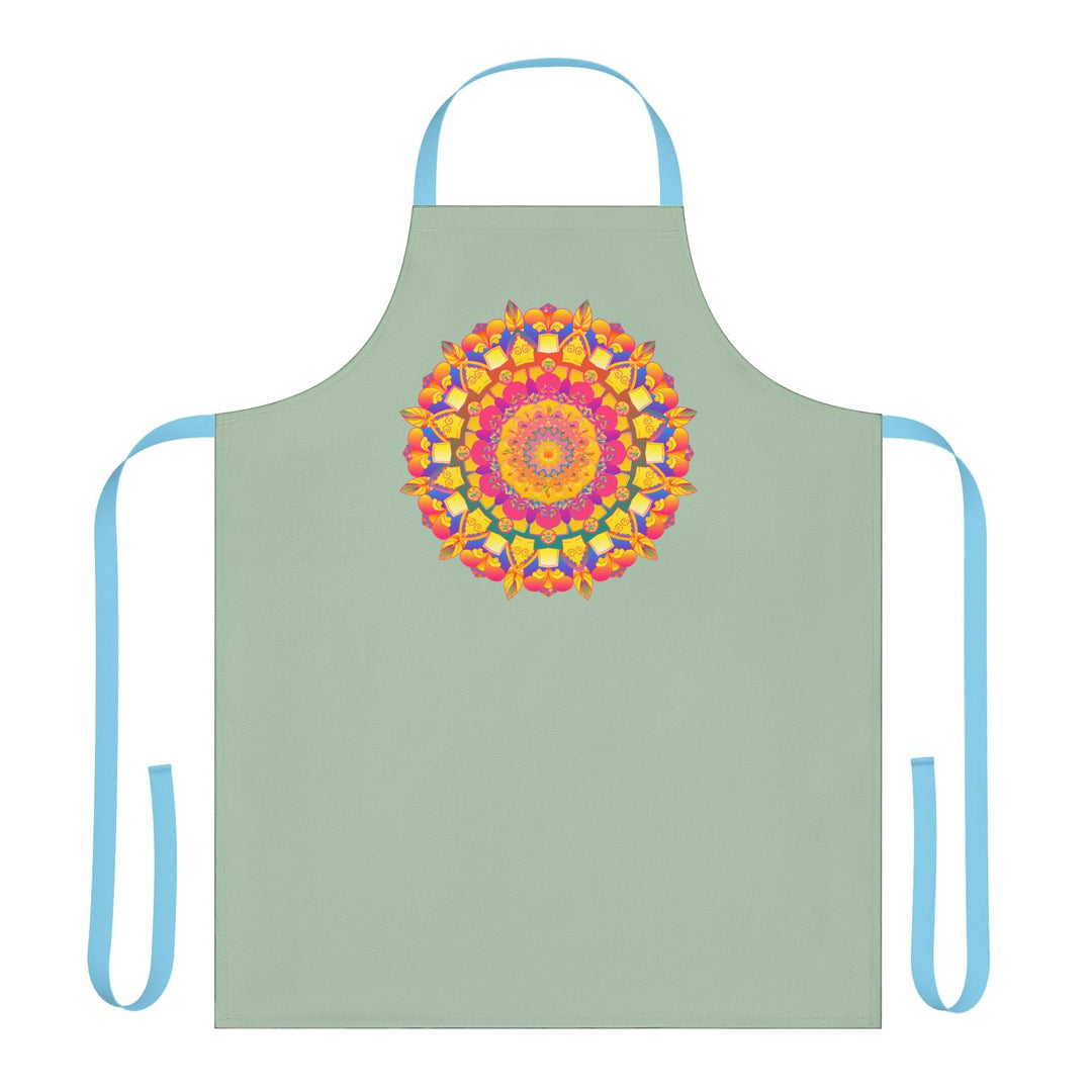 Mandala Art Apron - Sage Green - Hand Drawn All Over Prints - Blululi