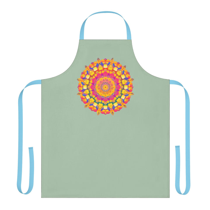 Mandala Art Apron - Sage Green - Hand Drawn All Over Prints - Blululi