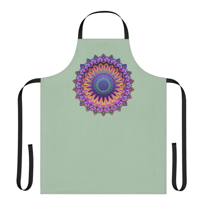 Mandala Art Apron - Sage Green, Hand - Drawn All Over Prints - Blululi