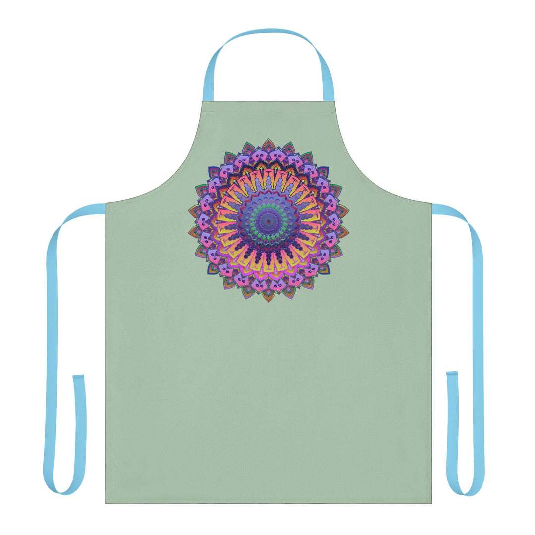 Mandala Art Apron - Sage Green, Hand - Drawn All Over Prints - Blululi