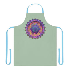 Mandala Art Apron - Sage Green, Hand - Drawn All Over Prints - Blululi
